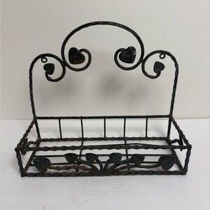 Gorgeous Vintage Wrought Iron Metal Wall Shelf with Heart Design